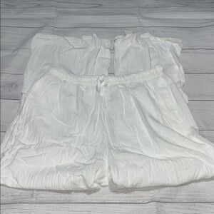 White Cotton Linen Pants L